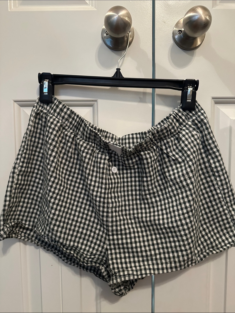 Women's green & White Gingham Shorts